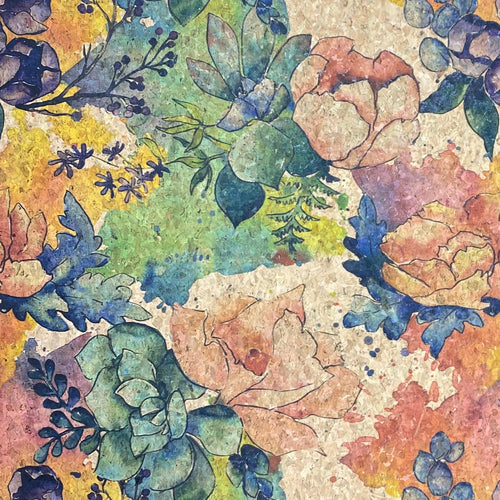 Aquarela Flowers Cork Fabric