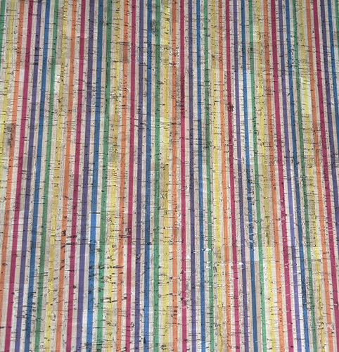 Striped Rainbow Cork Fabric