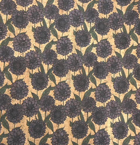 Purple Dahlias Cork Fabric