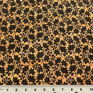 Black Floral on Surface Cork Fabric