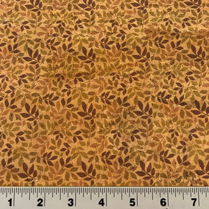 Purple and Olive Leaves on Surface Cork Fabric